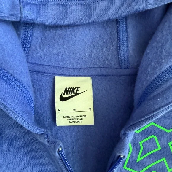 Nike Kids Royal Blue Zip-Up Hoodie with Neon Yellow & Green Accents - Picture 3 of 5